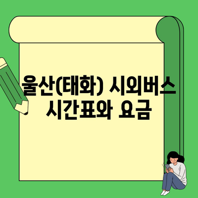 울산(태화) 시외버스 시간표와 요금