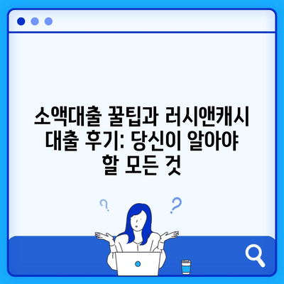 소액대출 꿀팁과 러시앤캐시 대출 후기: 당신이 알아야 할 모든 것