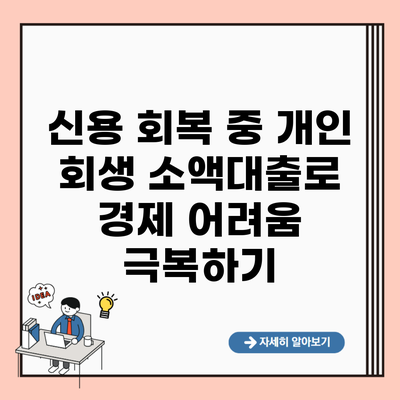 신용 회복 중 개인 회생 소액대출로 경제 어려움 극복하기