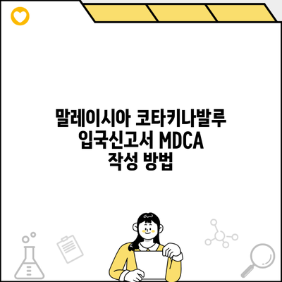 말레이시아 코타키나발루 입국신고서 MDCA 작성 방법