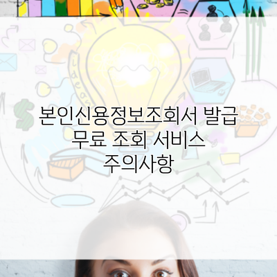 본인신용정보조회서 발급 무료 조회 서비스 주의사항