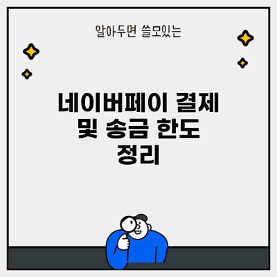 네이버페이 결제 및 송금 한도 정리