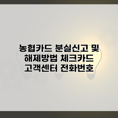 농협카드 분실신고 및 해제방법 체크카드 고객센터 전화번호