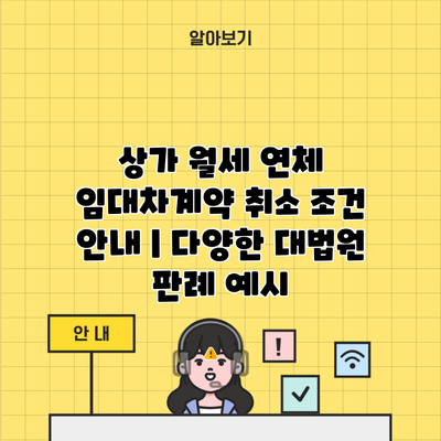 상가 월세 연체 임대차계약 취소 조건 안내 | 다양한 대법원 판례 예시