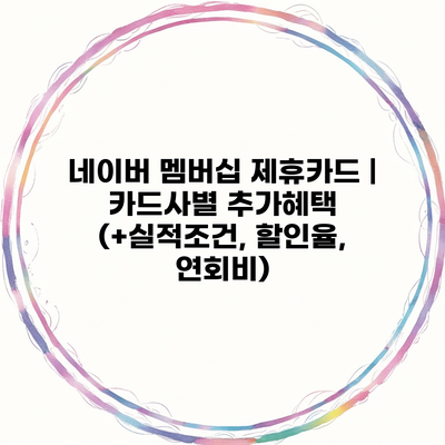 네이버 멤버십 제휴카드 | 카드사별 추가혜택 (+실적조건, 할인율, 연회비)