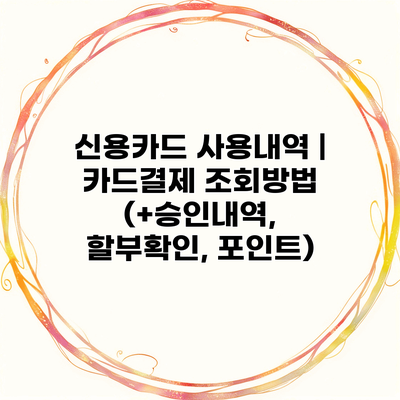 신용카드 사용내역 | 카드결제 조회방법 (+승인내역, 할부확인, 포인트)