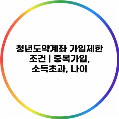 청년도약계좌 가입제한 조건 | 중복가입, 소득초과, 나이