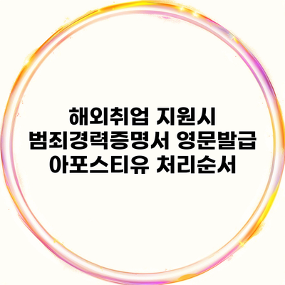 해외취업 지원시 범죄경력증명서 영문발급 아포스티유 처리순서