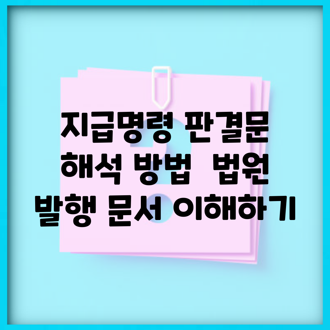 지급명령 판결문 해석 방법 | 법원 발행 문서 이해하기