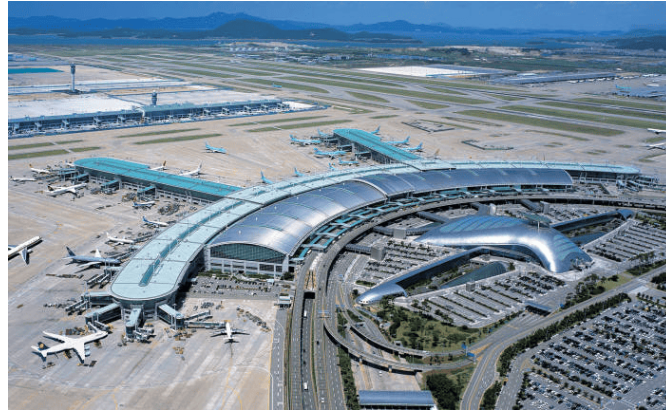 김포국제공항 주차장 진입로와 안내 표지