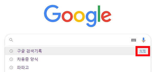 검색창에 뜬 최근 검색어를 하나씩 삭제하기