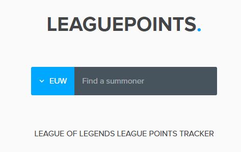 League Points 사이트에서 지역을 KR로 설정한 검색 화면